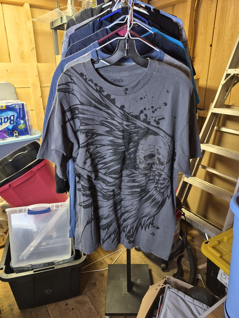 Carbon Gray Short-Sleeve Tee with Winged Skull Graphic Bin 45